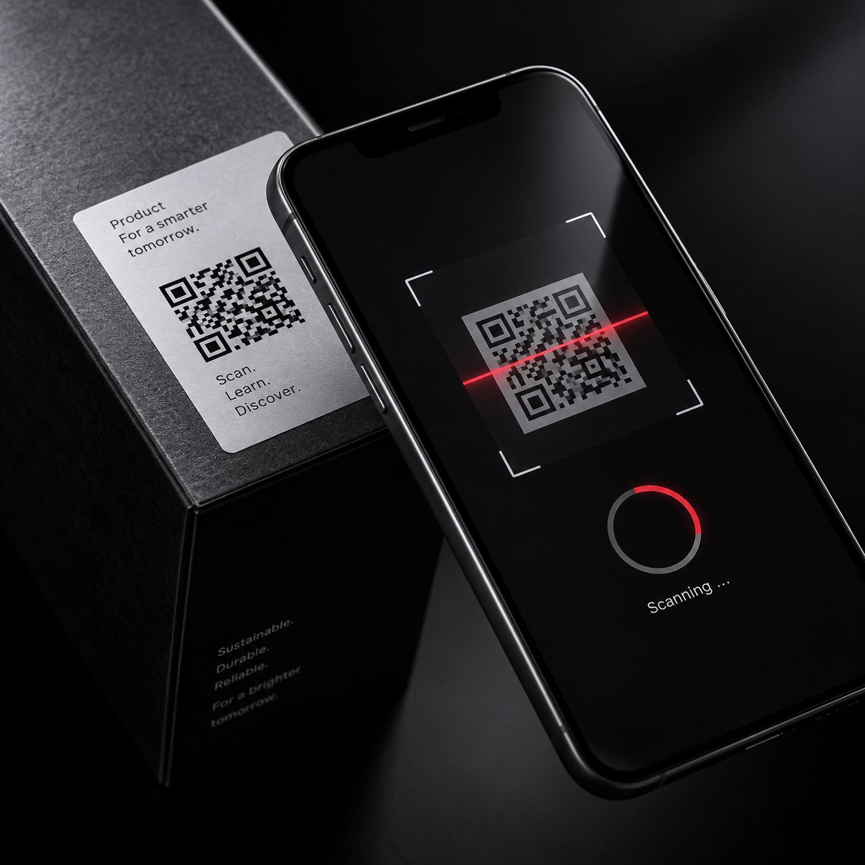 Smartphone scannt einen QR-Code auf einer Produktverpackung